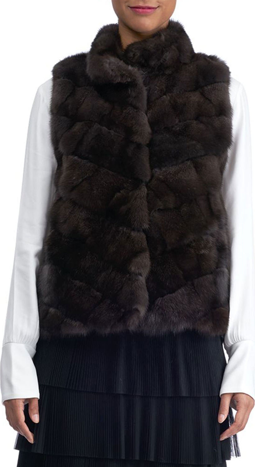 Gorski Chevron Sable Fur Vest