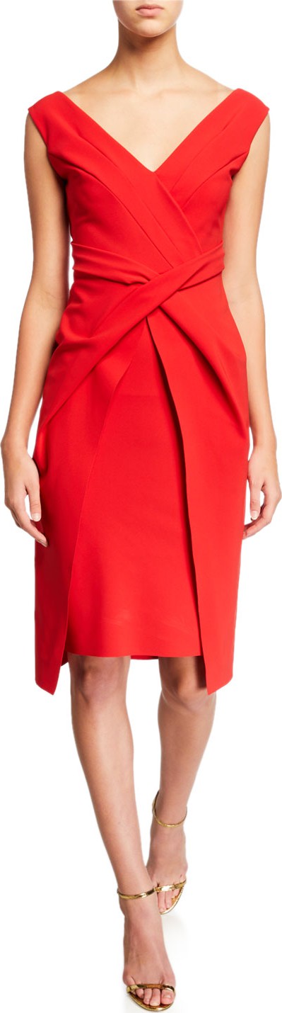 La Petite Robe di Chiara Boni V-Neck Sleeveless Dress with Overlay Skirt