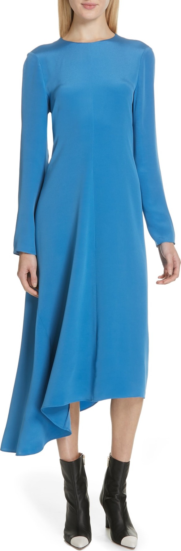 Tibi Asymmetrical Tie Back Silk Dress