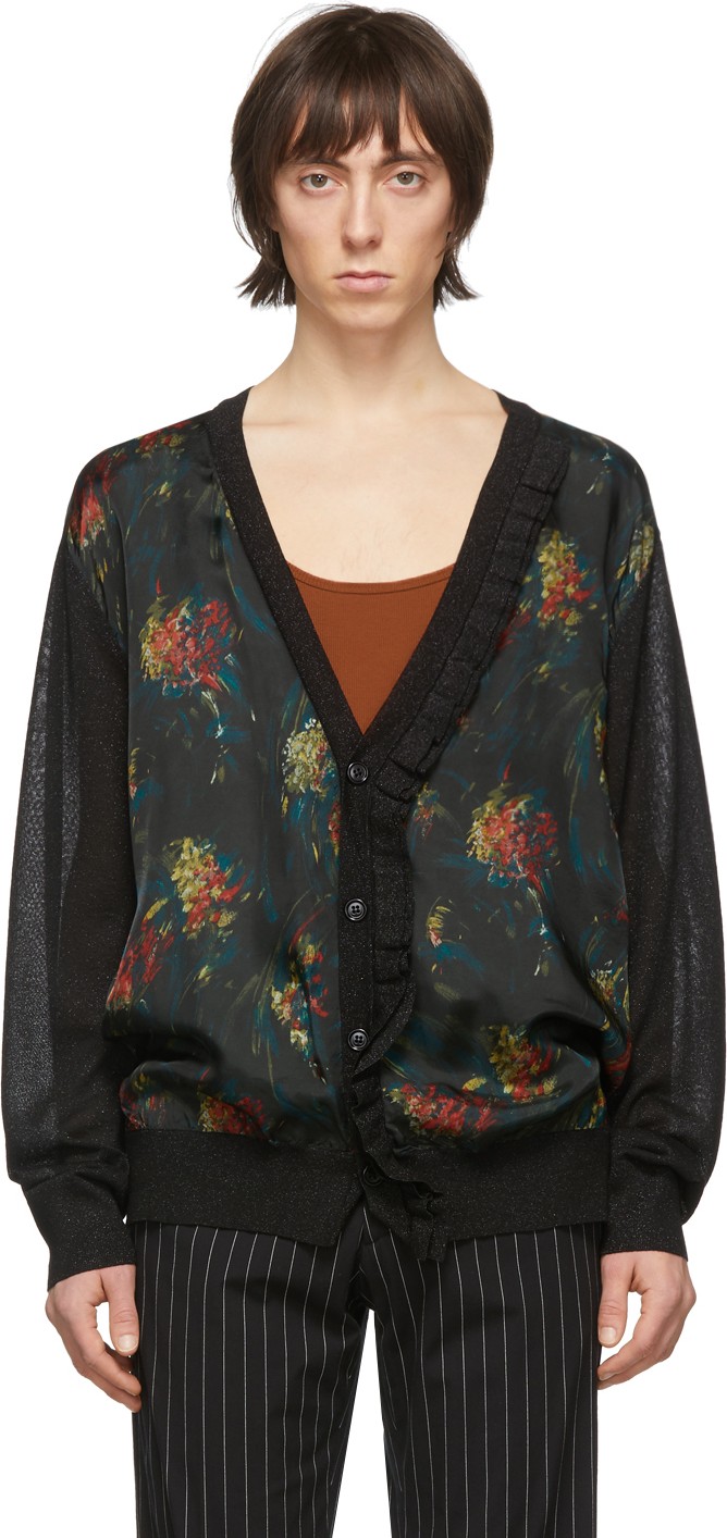 Dries Van Noten Black & Multicolor Jaxson Cardigan