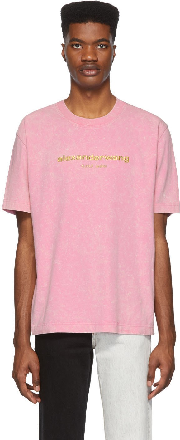 Alexander Wang Pink Gold Logo T-Shirt