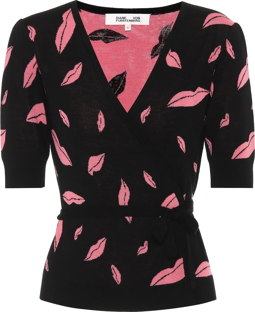 DIANE von FURSTENBERG Acacia wool-blend wrap top