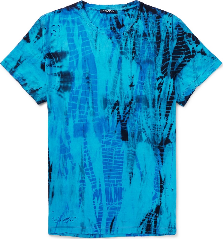 Balmain Slim-Fit Distressed Tie-Dyed Cotton-Jersey T-Shirt