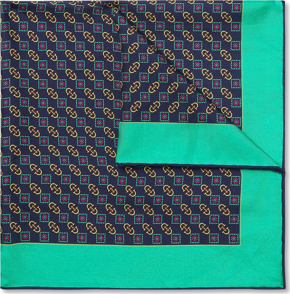 Gucci Logo-Print Silk Pocket Square