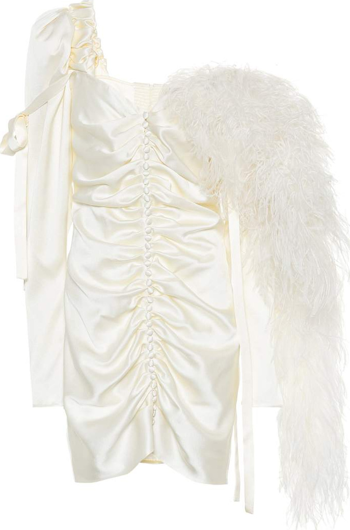 Magda Butrym Tefe feather trim silk-blend minidress