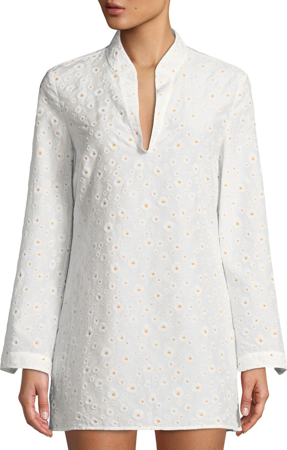 Tory Burch Stephanie Daisy Embroidered Coverup Tunic