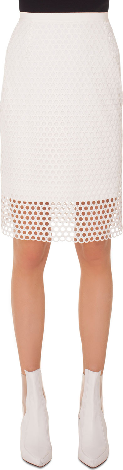 Akris Punto Circle-Lace Pencil Knee-Length Skirt