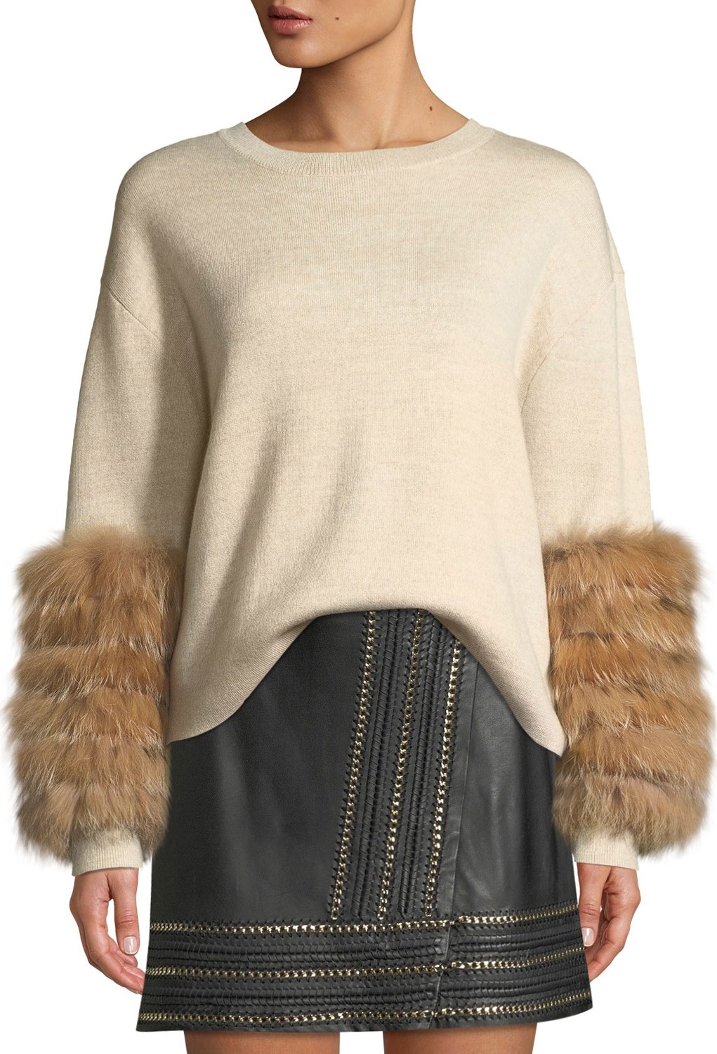 Alice + Olivia Shiela Pullover with Fur Cuffs