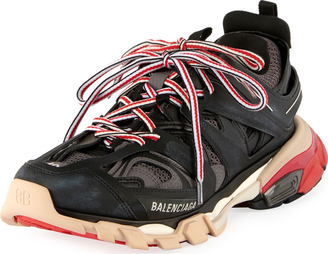 Balenciaga Track Colorblock Mixed Sneakers, Gris Noir