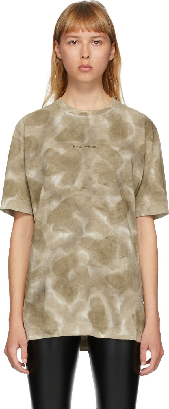 1017 ALYX 9SM Khaki Tie-Dye Logo T-Shirt