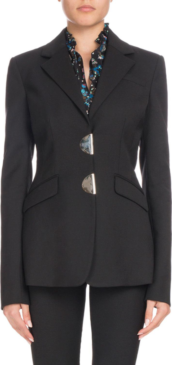 Altuzarra Tuttle Half-Moon Clasp Notched-Collar Fitted Wool Blazer