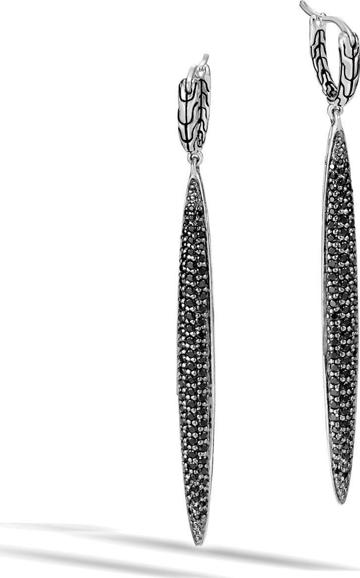 John Hardy Classic Chain Dangle Earrings w/ Black Sapphires & Spinel