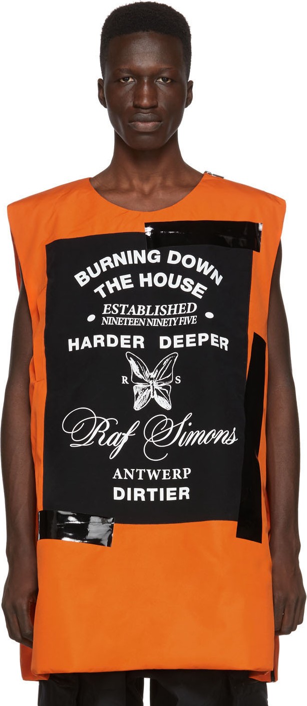 Raf Simons Orange Templa Edition Oversized Wadded Vest