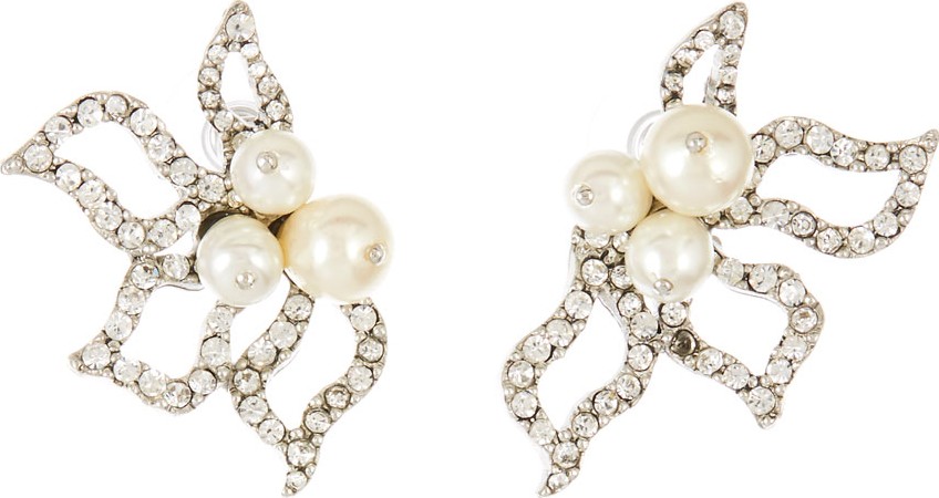 Oscar De La Renta Pave Petal Earrings