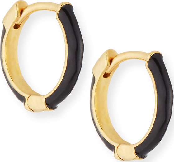 Tai Enamel Huggie Hoop Earrings, Black