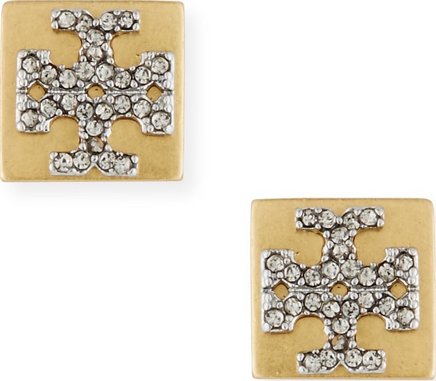 Tory Burch Block-T Crystal Stud Earrings