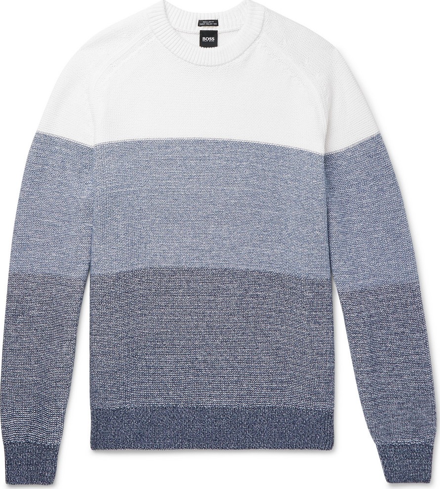 HUGO BOSS Colour-Block Mélange Cotton Sweater