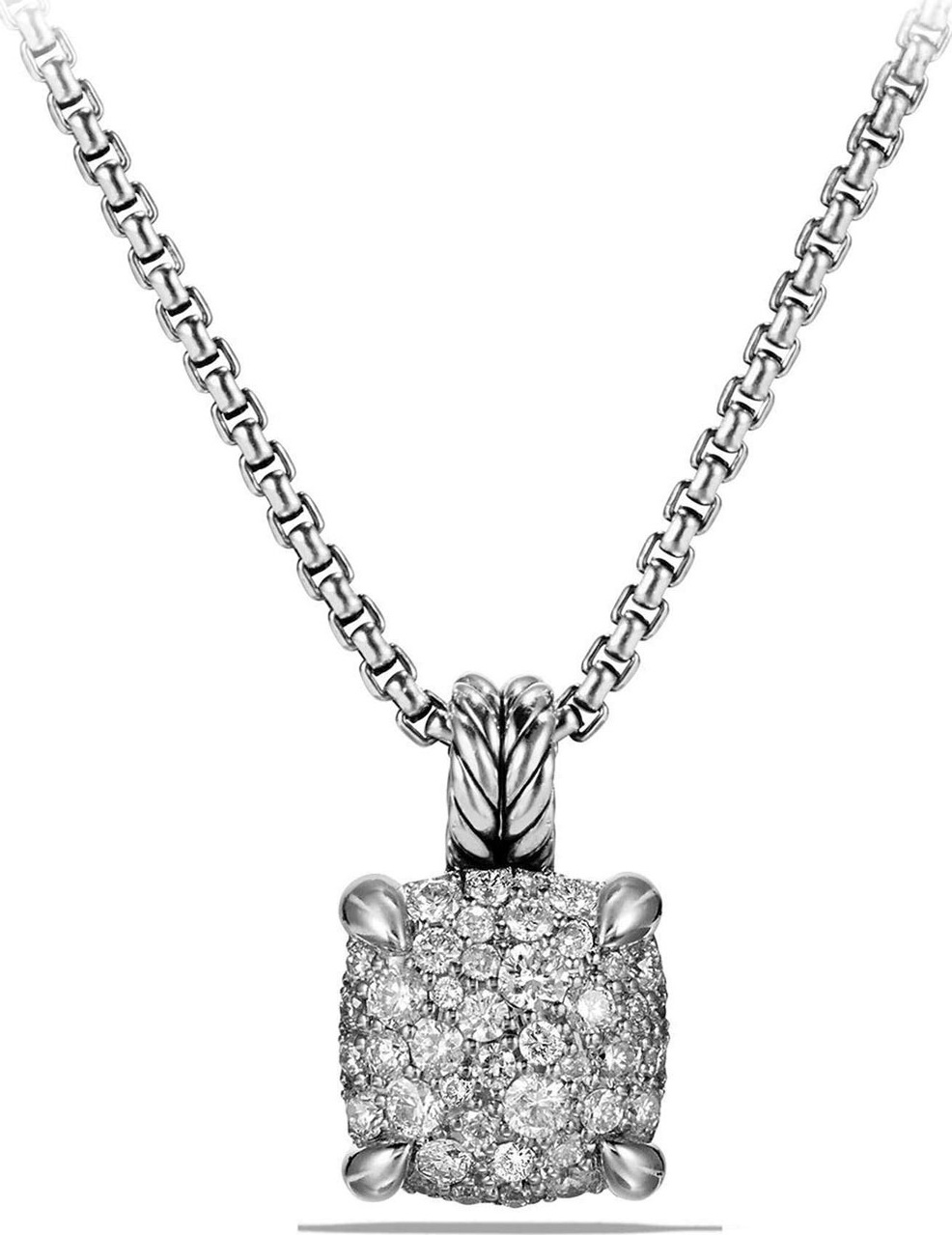 David Yurman Chatelaine Silver Pave Diamond Pendant Necklace