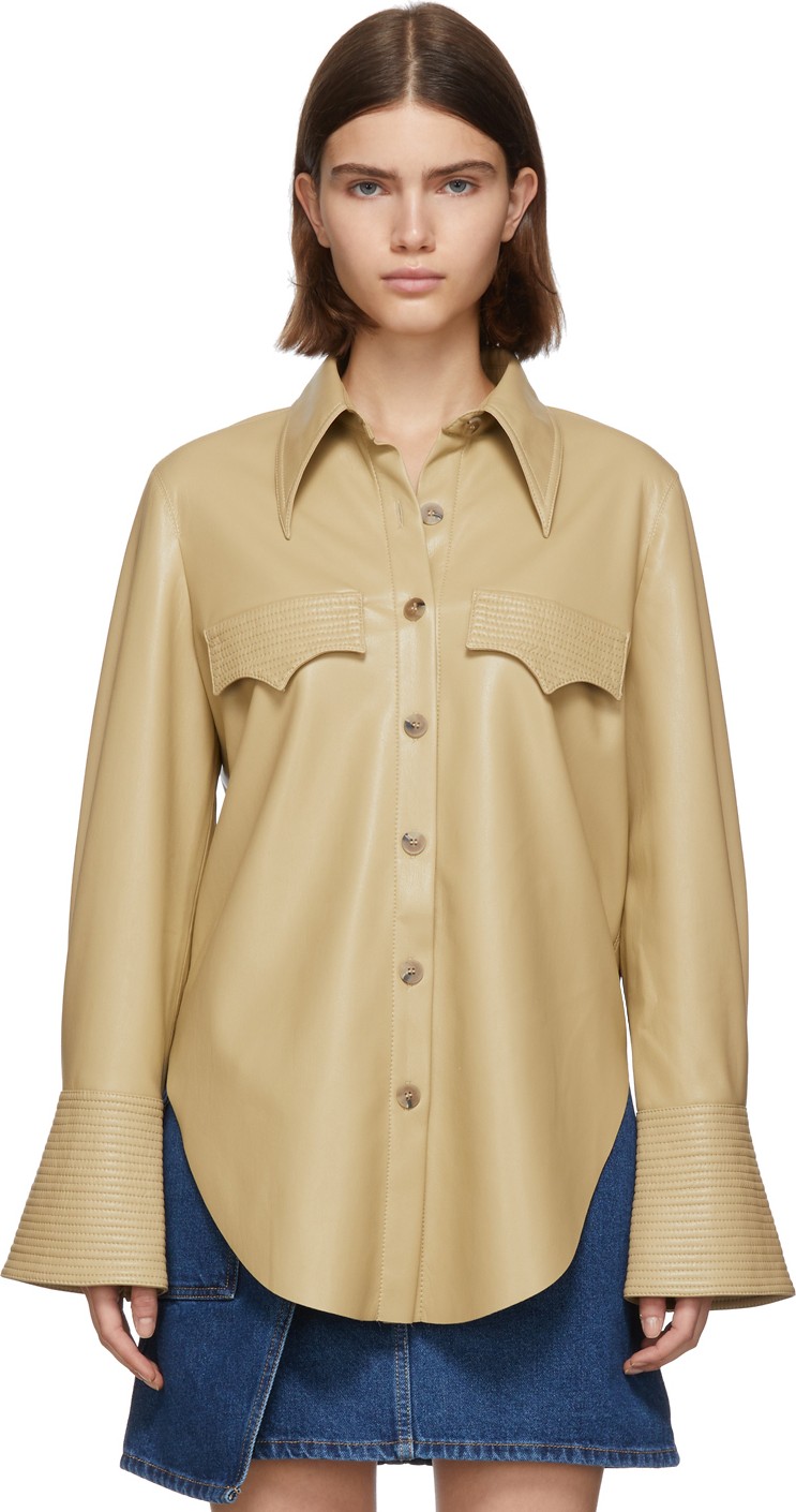 Nanushka Yellow Vegan Leather Elpi Shirt