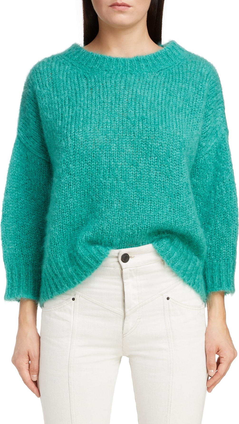 Isabel Marant Crop Sleeve Mohair & Wool Blend Sweater