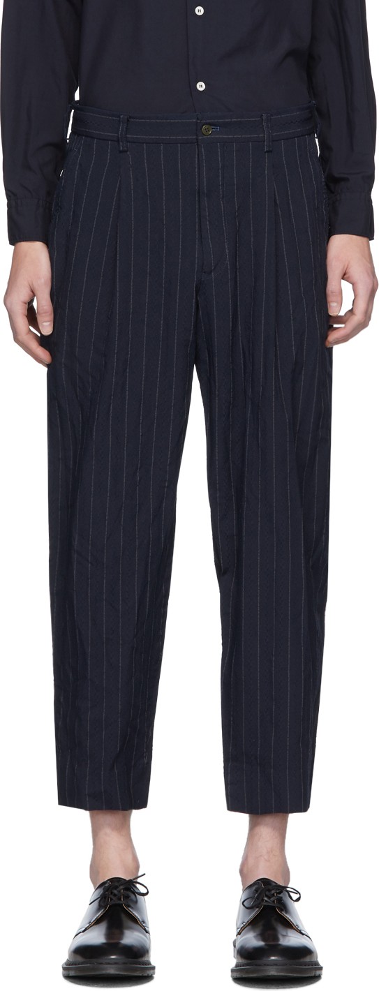 Comme des Garçons Homme Deux Navy Textured Dobby Trousers