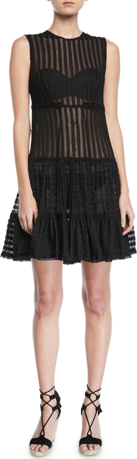 Jonathan Simkhai Sleeveless Knit Combo Fit-and-Flare Dress