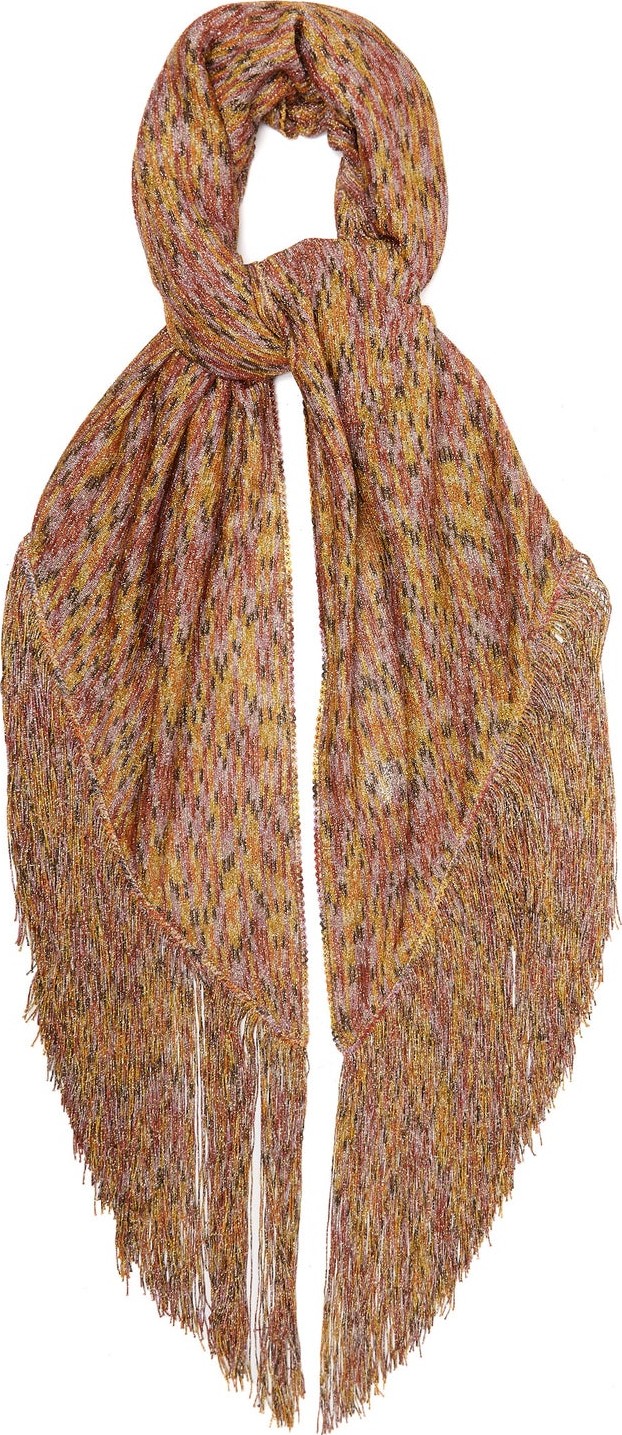 Missoni Patterned-knit fringed shawl