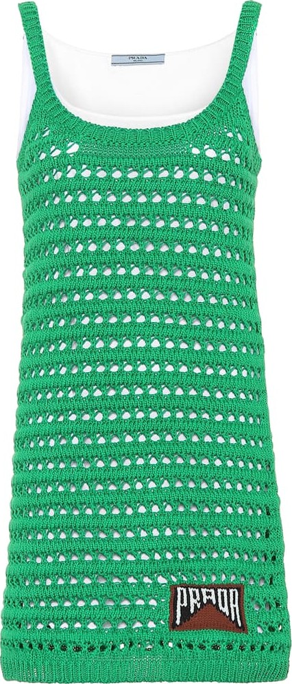 Prada Cotton crocheted minidress
