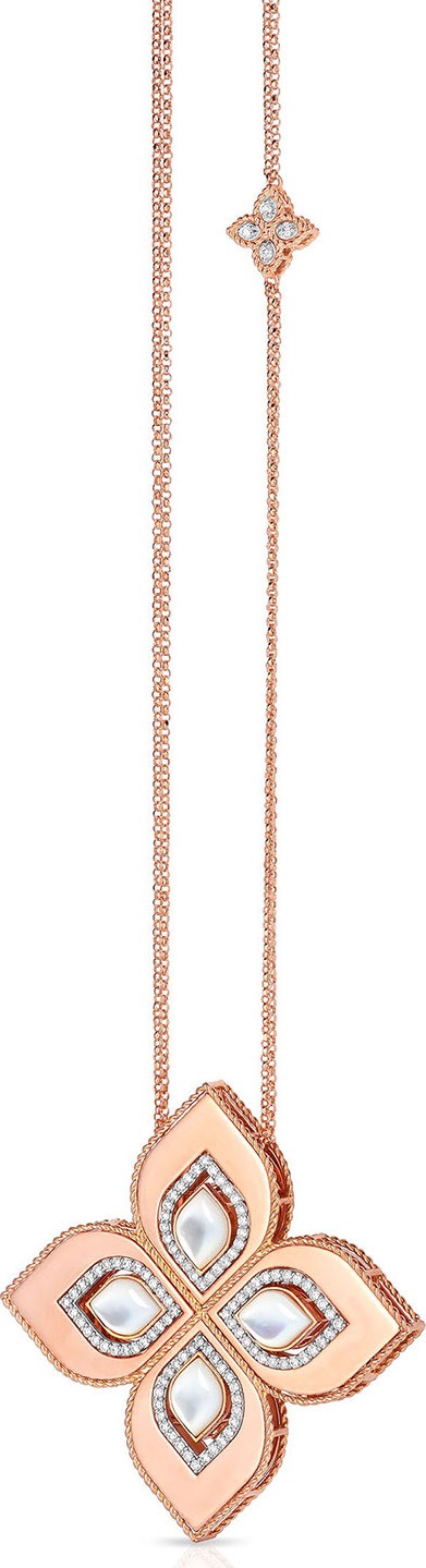 Roberto Coin Venetian Princess 18k Rose Gold Mother-of-Pearl Cutout Necklace with 2" Pendant