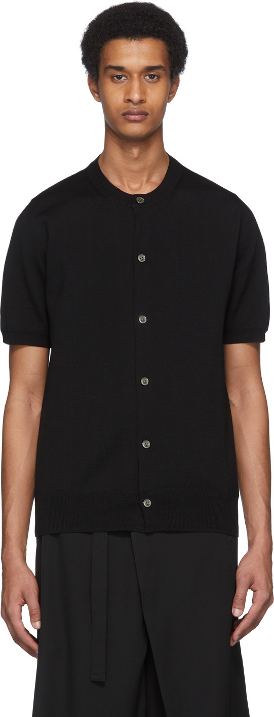 Comme Des Garçons Homme Plus Black Worsted Wool Cardigan