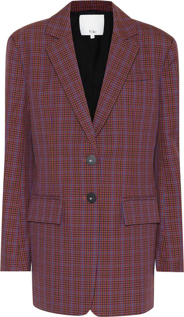 Tibi Checked wool-blend blazer