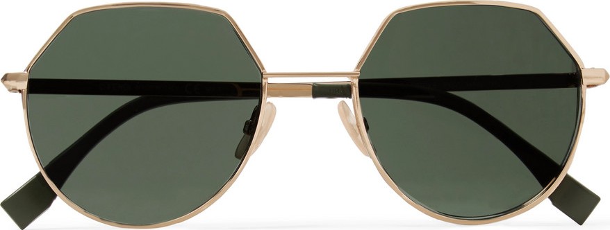 Fendi Hexagon-Frame Gold-Tone Sunglasses