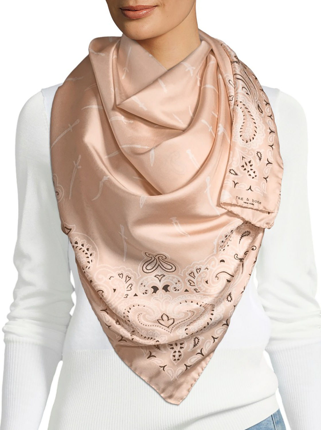 Rag & Bone Dagger-Print Silk Bandana Scarf