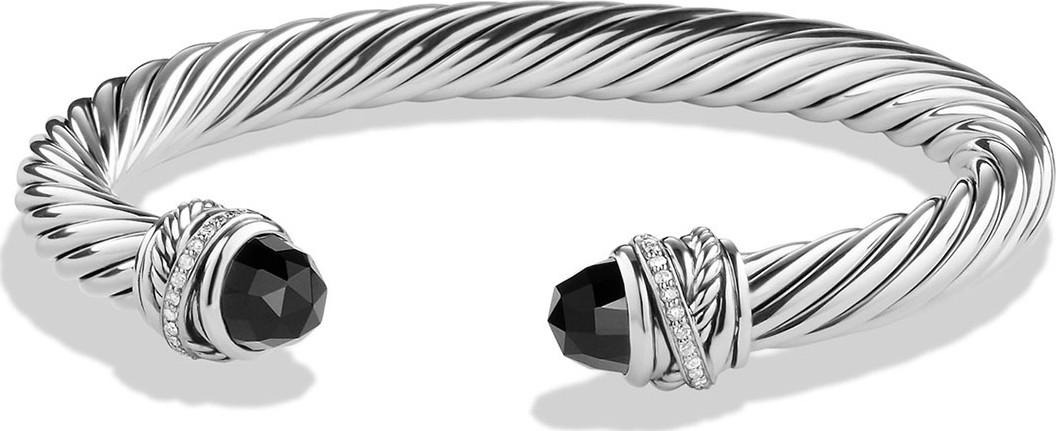 David Yurman 7mm Black Onyx & Diamond Crossover Bracelet