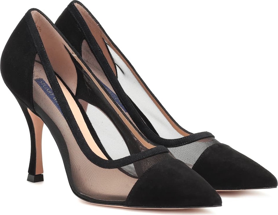 Stuart Weitzman Monroe suede and mesh pumps