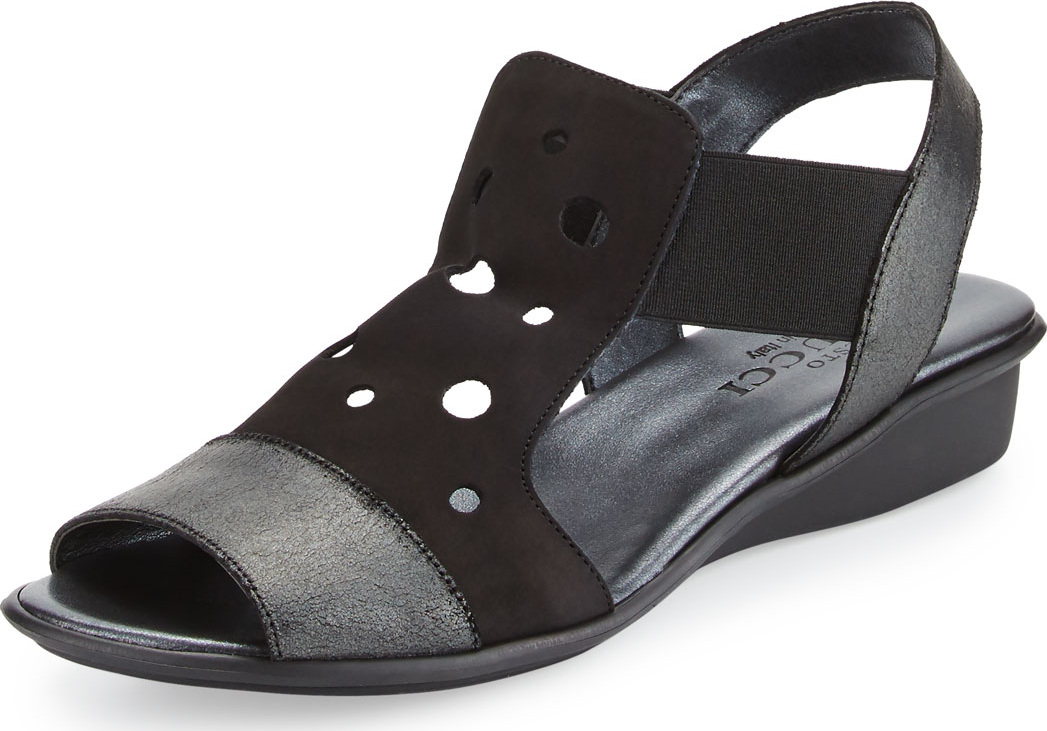 Sesto Meucci Eddy Perforated Comfort Sandals, Black