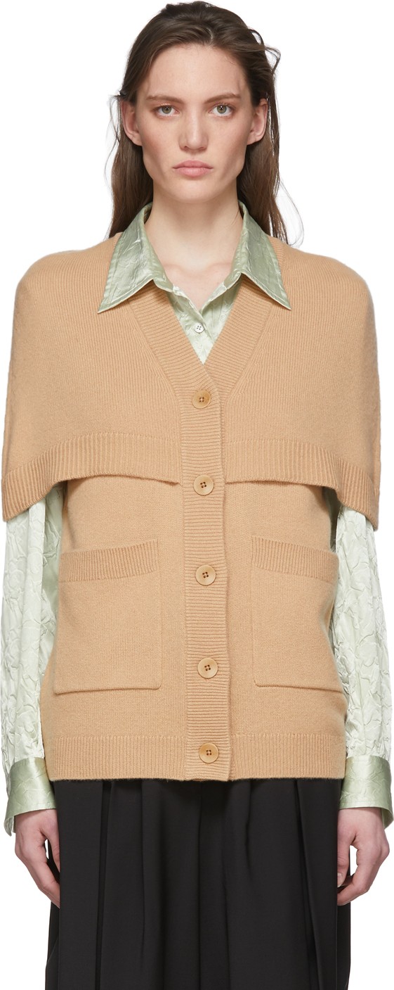 Tibi Tan Spring Cocoon Cape Cardigan