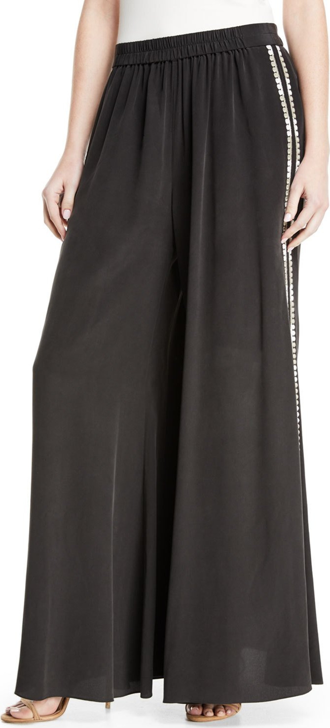 KOBI HALPERIN Giada Side-Stripe Wide-Leg Pants