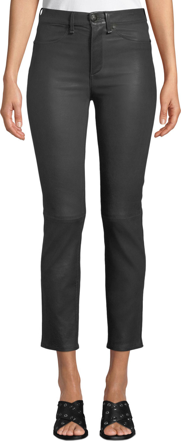 Rag & Bone High-Rise Ankle Leather Cigarette Pants
