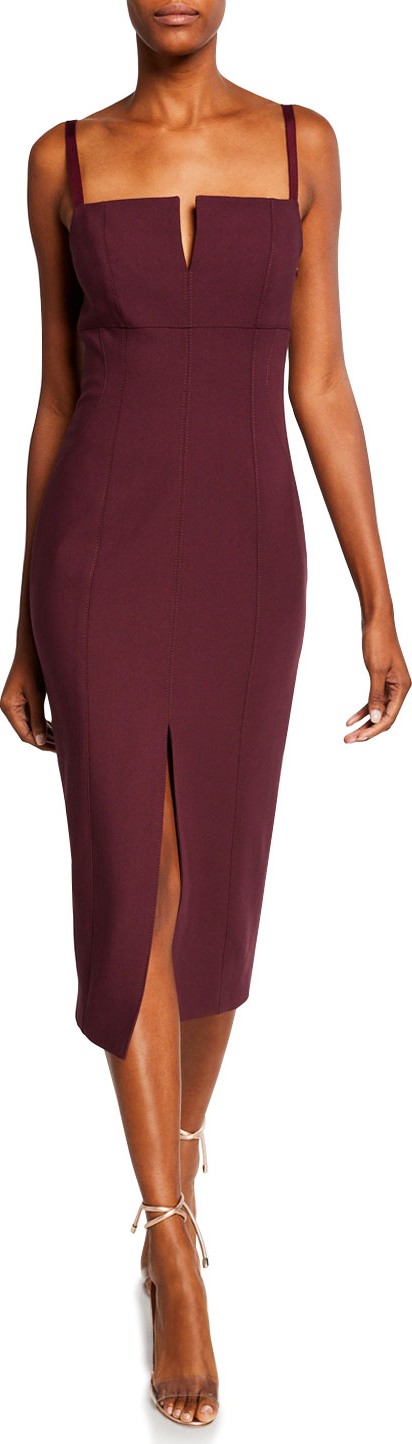 Cinq A Sept Saoirse Split-Front Square-Neck Cocktail Dress