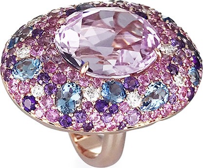 Margot McKinney 18k Rose Gold Bold Kunzite Oval Ring, Size 6.5