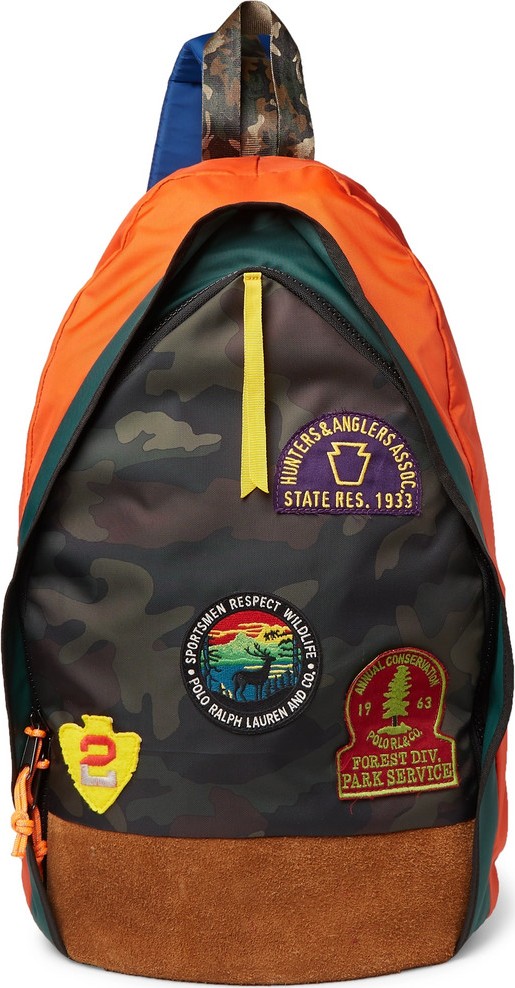 Polo Ralph Lauren Appliquéd Faux Suede and Nylon Backpack