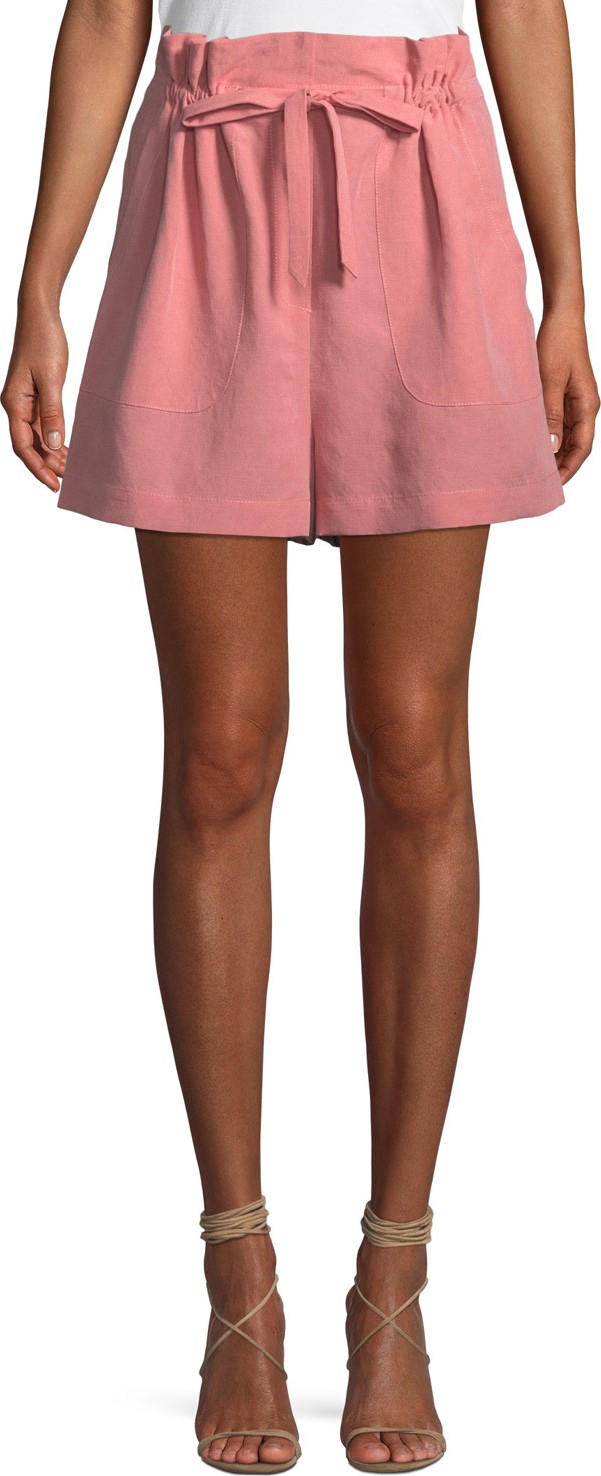 Rebecca Taylor Slub Cotton-Linen High-Waisted Shorts