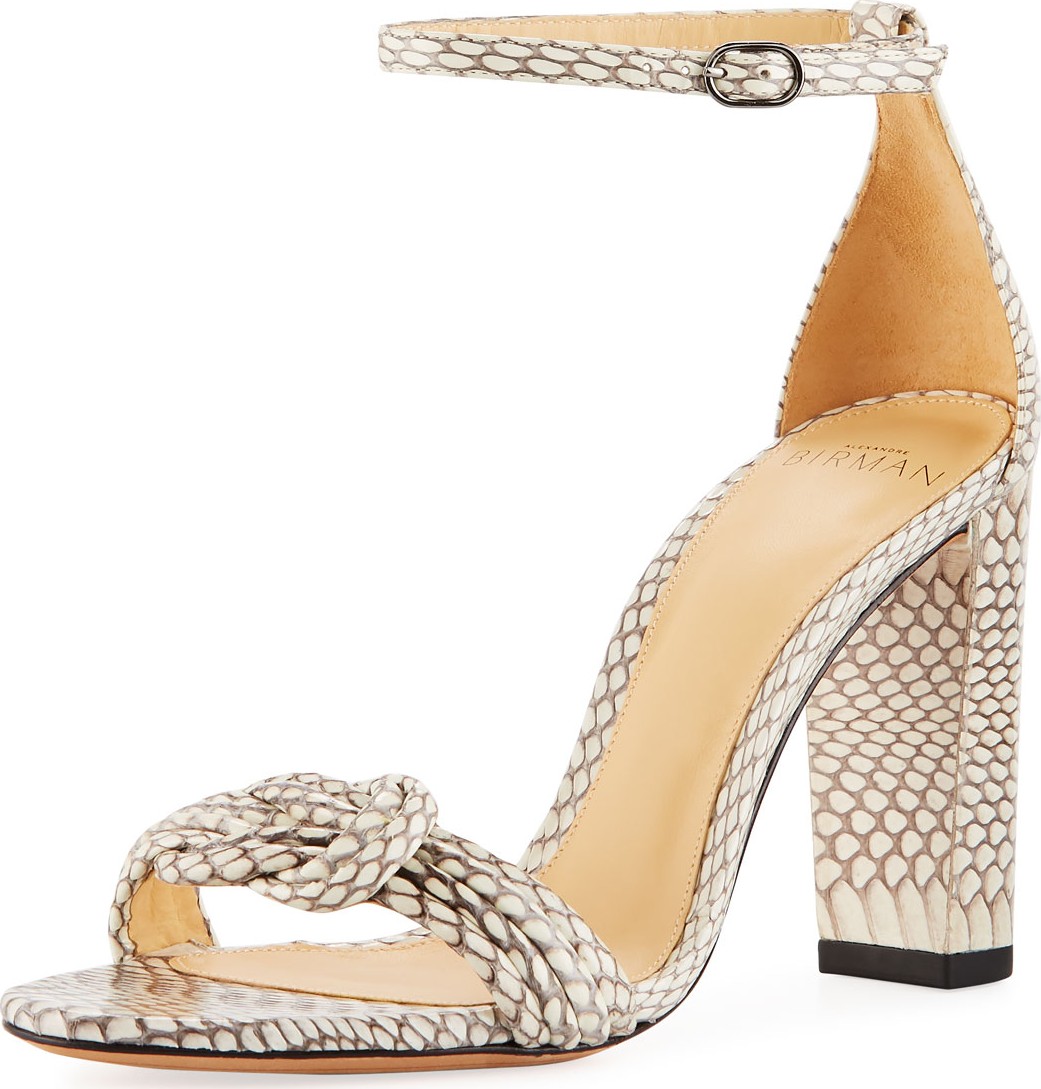Alexandre Birman Vicky Knot Snakeskin Sandals