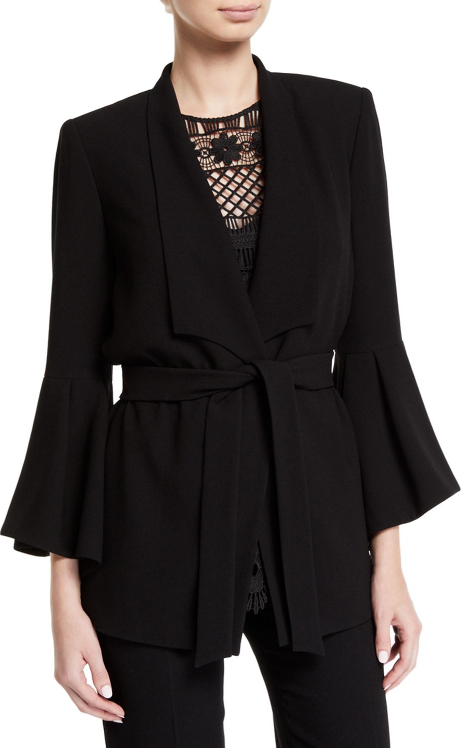 Elie Tahari Shanola Georgette Belted Jacket