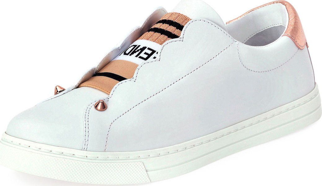 Fendi Rockoko Leather Slip-On Sneakers