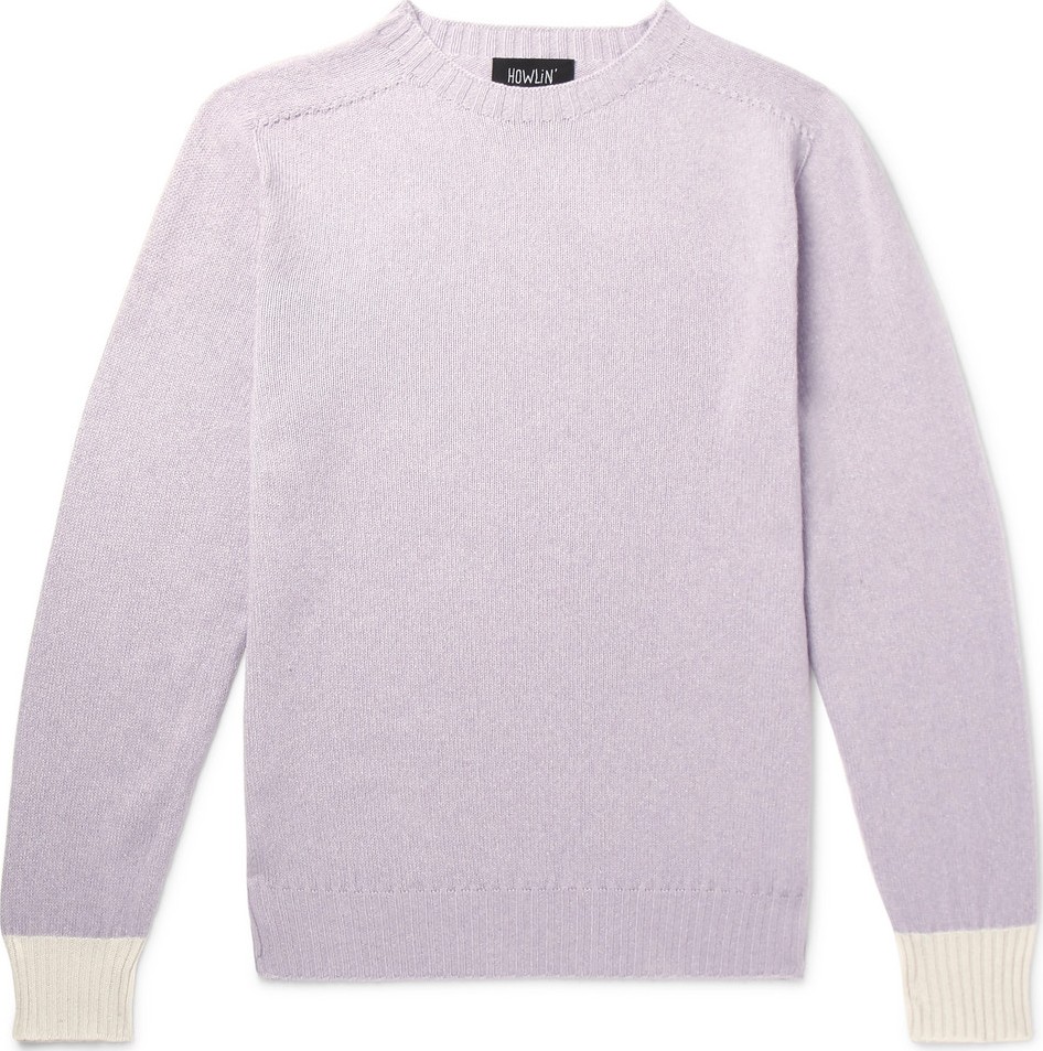 Howlin' Life In Reverse Two-Tone Wool and Cotton-Blend Sweater