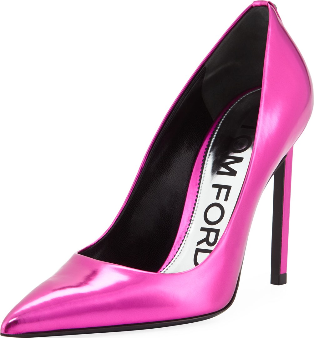 TOM FORD Mirror Calf Leather Point-Toe Pumps