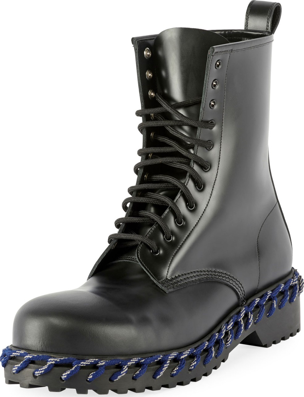 Balenciaga Men's Combat Boot with Woven Lace Detail