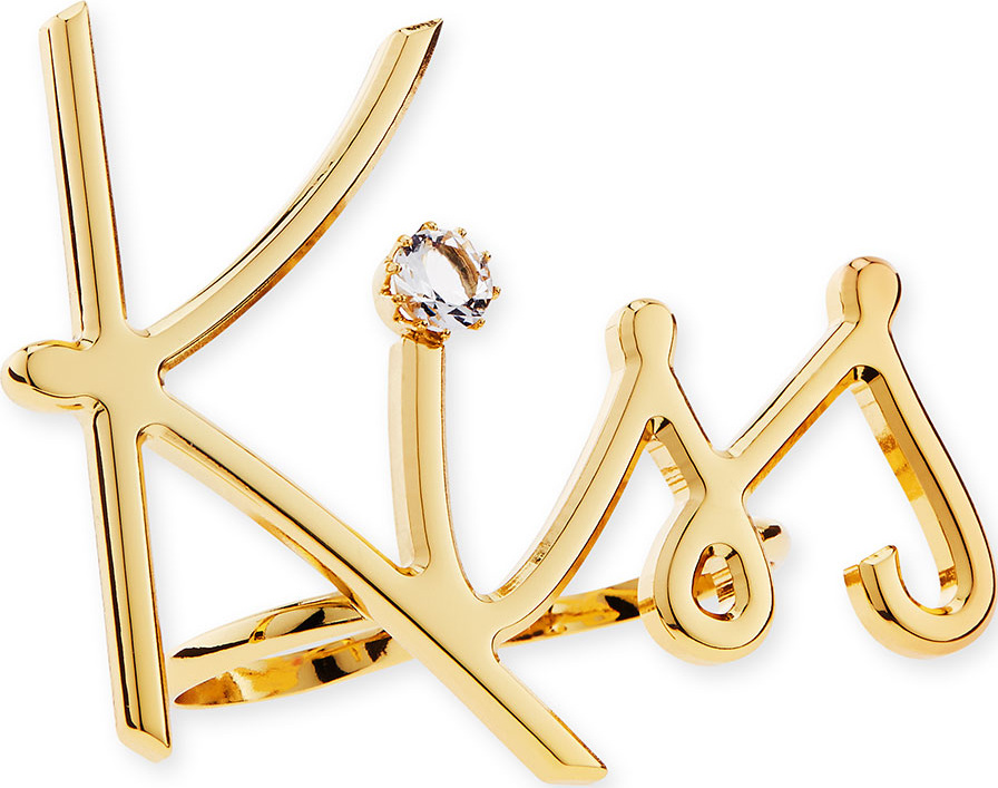 Lanvin Two-Finger Golden Kiss Ring